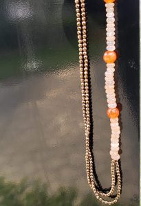 Two-strand Chalcedony, Copper Hematite and Carnelian Necklace