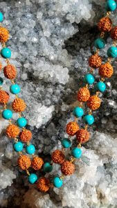 Rudraksha and Turquoise Necklace