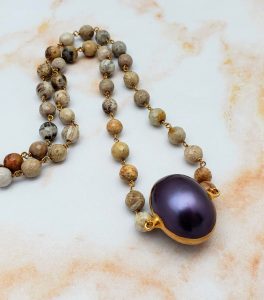 Picture Jasper and Pearl Necklace