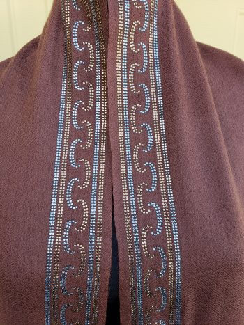 Brown Shawl with Swarovski Crystals Border