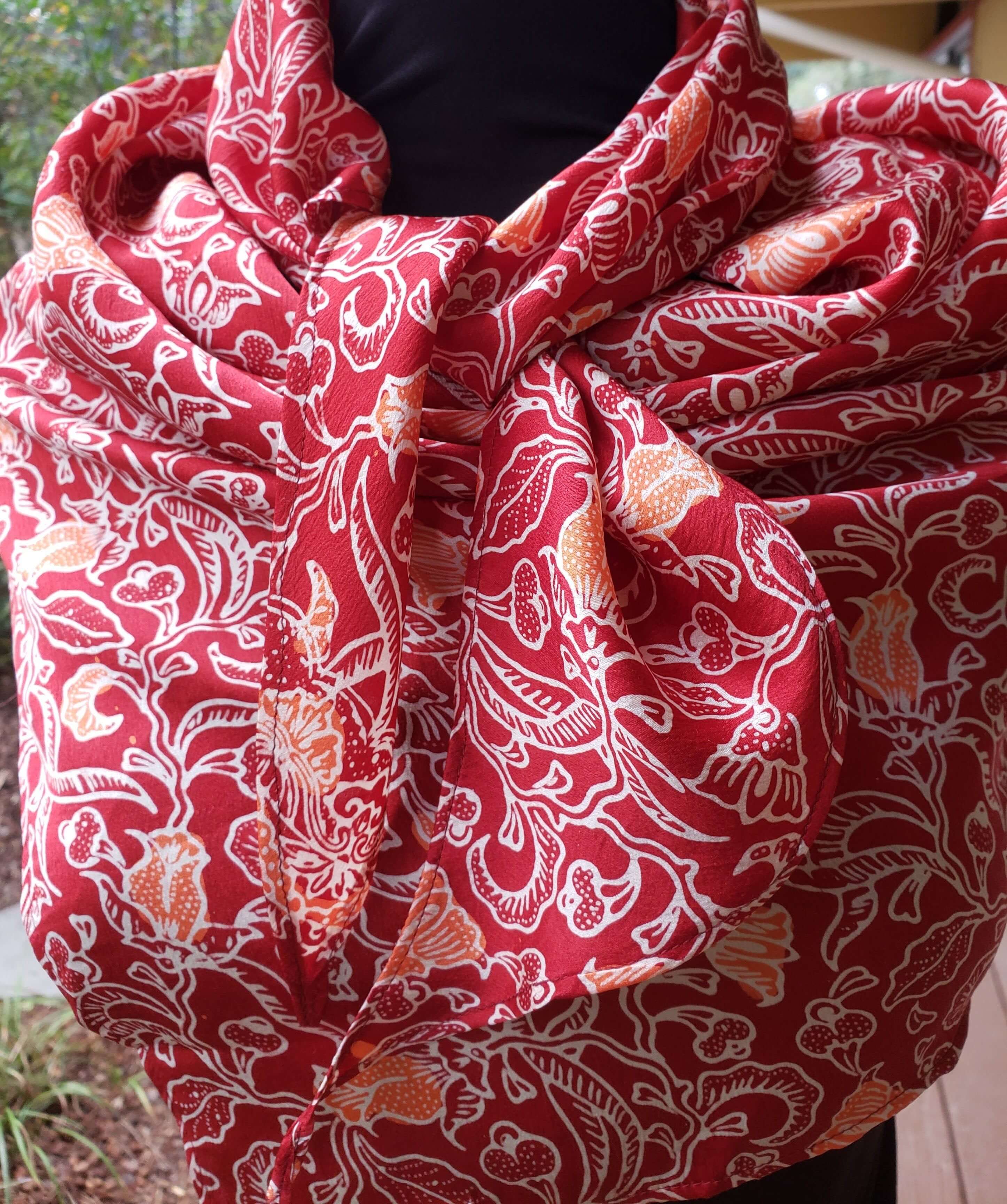 Pashmina & Silk Shawl, Scarf, or Wrap | Tibet Tree of Life Red Background