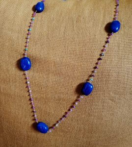 Lapis and Sapphire Knotted Vermeil Necklace