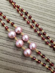 Hessonite Garnet and Yangtze Pearls, Two-Strand Necklace