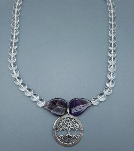 Clear Quartz and Amethyst with Tree of Life Pendant