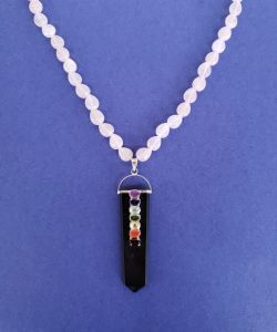 Rose Quartz Necklace with Chakra Pendant