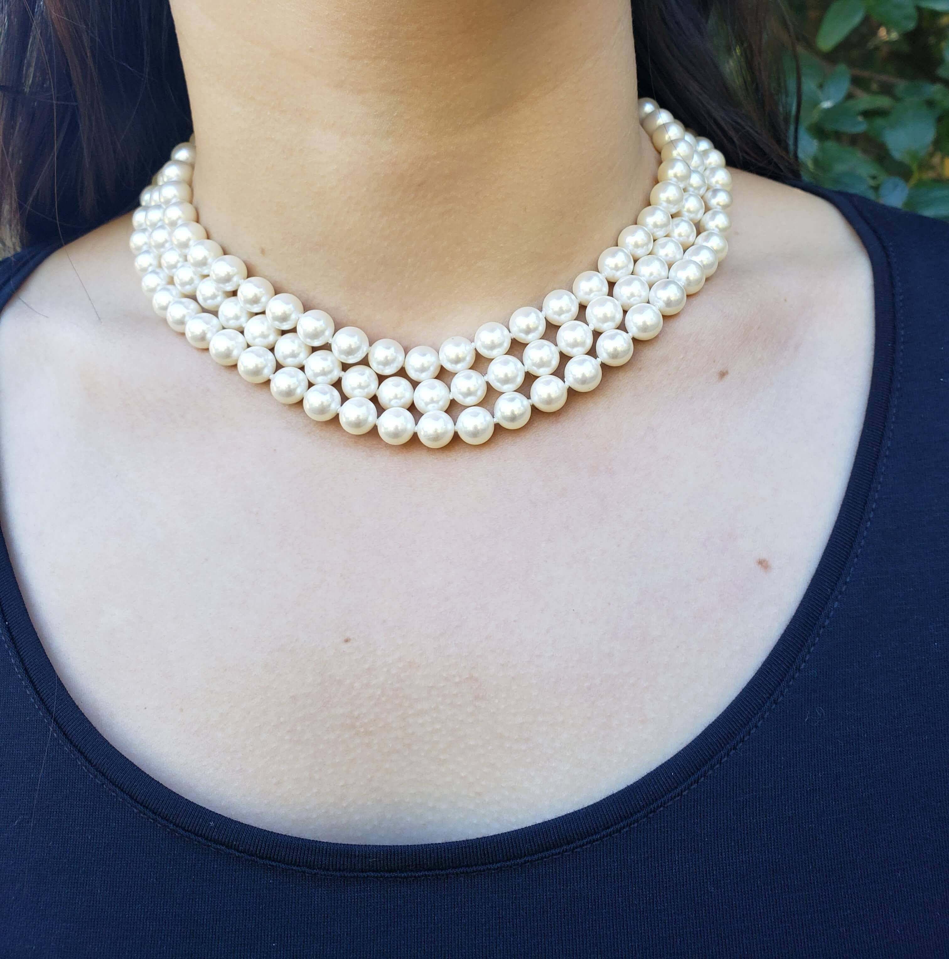 pearls three strand on model