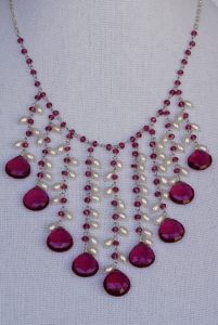 Rubelite and Pearl Necklace