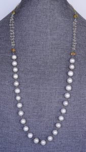Pearl, Aquamarine, Herkimer Diamond and Citrine Necklace
