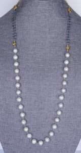 Pearl, Aquamarine, and Citrine Necklace
