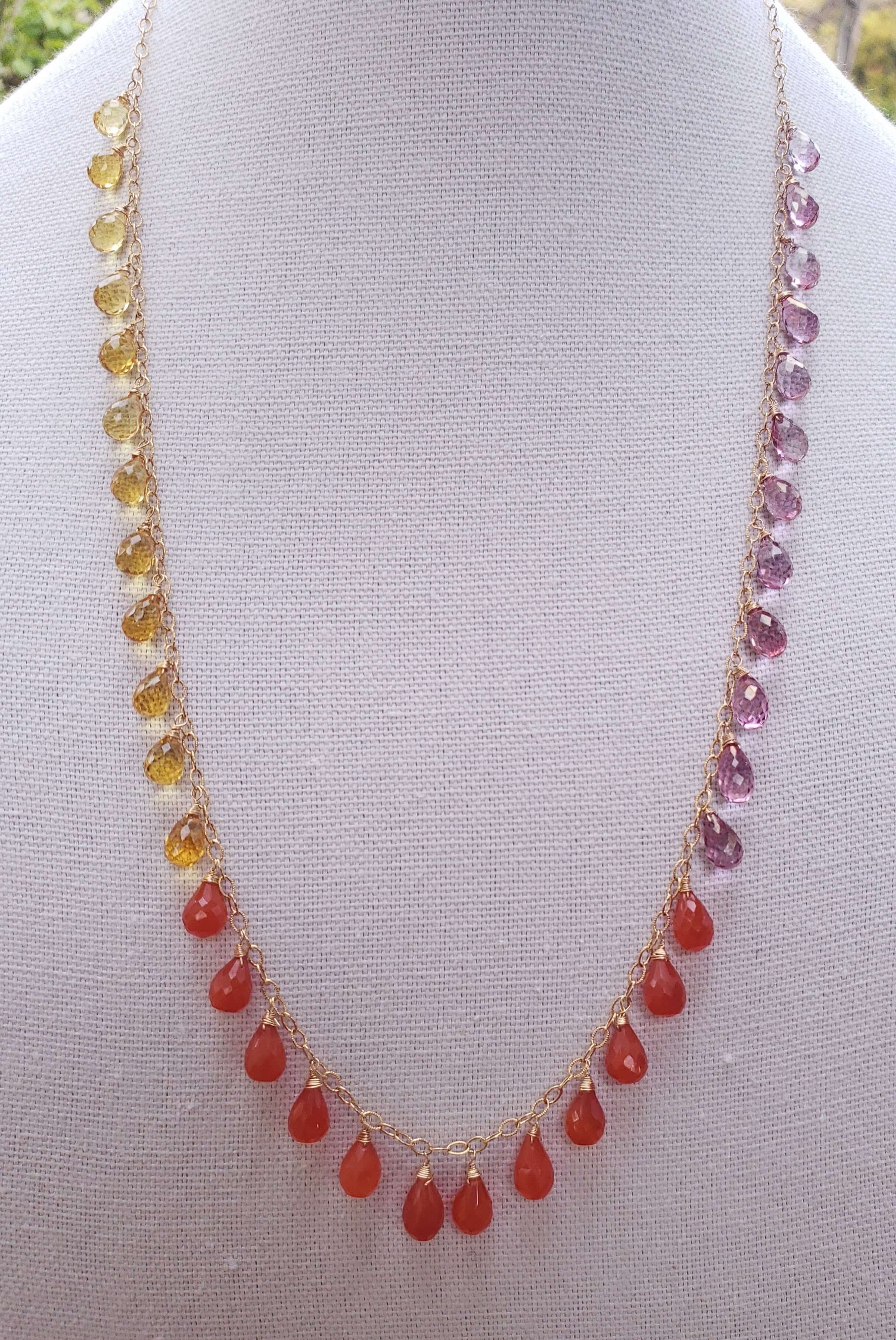 Carnelian, Citrine and Pink Amethyst Necklace