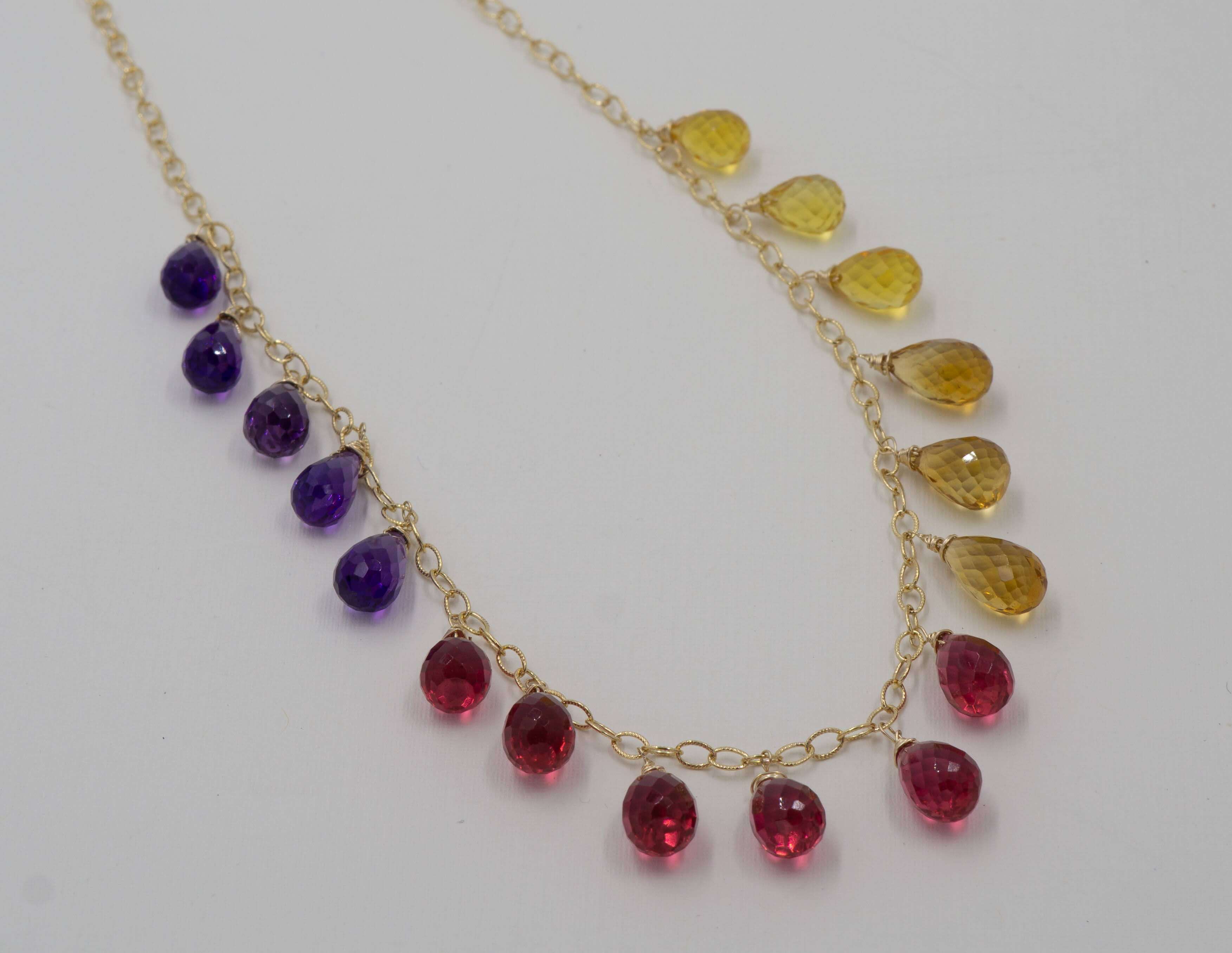 Sapphire, Amethyst and Citrine Necklace
