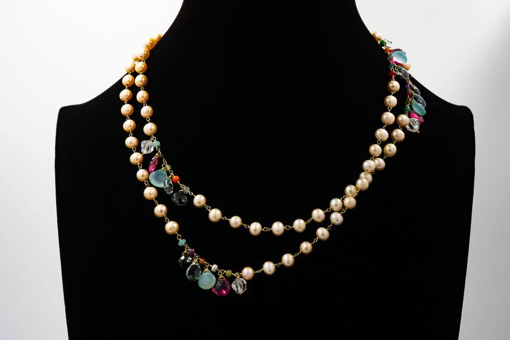 Pearl Necklace with Gems