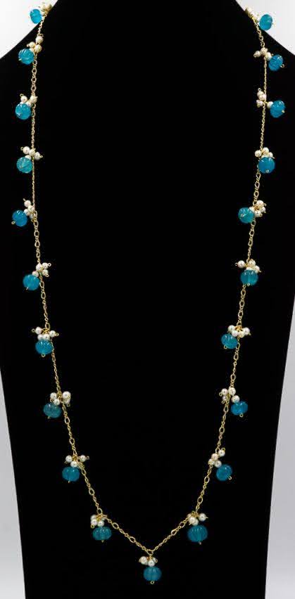 Apatite and Pearl Necklace