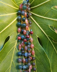 Sandalwood, Sunstone, Jade, Jasper, Agate, and Labradorite Knotted Vermeil Necklace