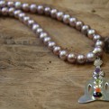 Yangtze Pink Pearl Necklace with Sterling Silver Chakra Pendant