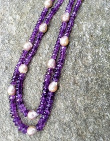 Two-strand Amethyst and Pearl Necklace