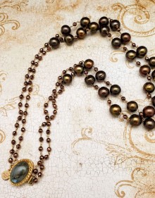 Copper Hematite and Chocolate Cultured Freshwater Pearl Necklace