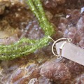 Peridot 3-Strand Necklace with Rose Quartz and Sterling Silver Pendant