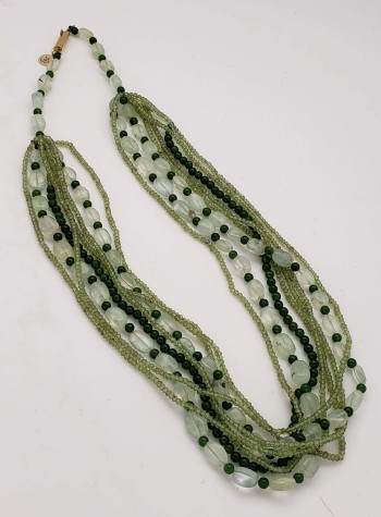 Peridot, Jade and Prehnite 8-Strand Necklace