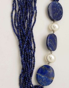 Lapis Lazuli and Shell Pearl Necklace
