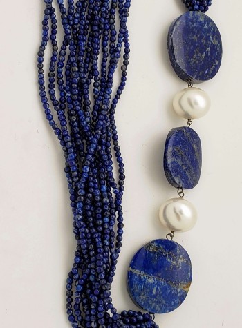 14-Strand Lapis Lazuli and Pearl Necklace