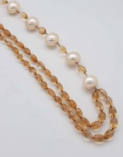 Faceted Citrine and Pearl Necklace