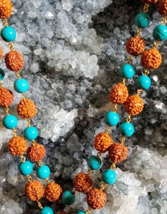 Rudraksha and Turquoise Necklace