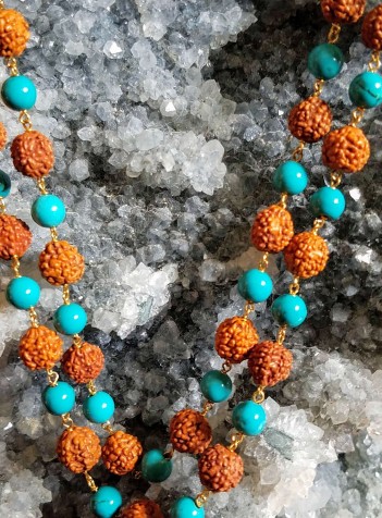 Rudraksha and Turquoise Necklace