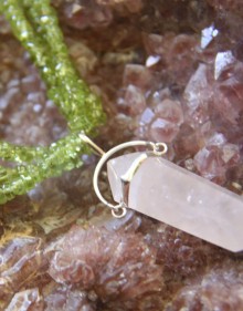 Peridot Necklace with Rose Quartz