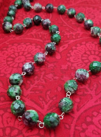 Faceted Ruby Zoisite Necklace