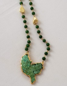 Jade Necklace with Copper Pendant