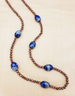 Faceted Copper Hematite and Lapis Lazuli Necklace