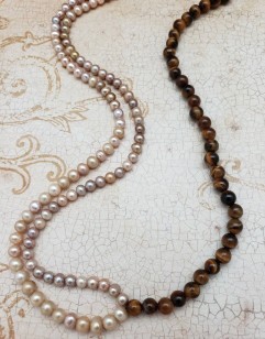 Tiger Eye and Pearl Necklace