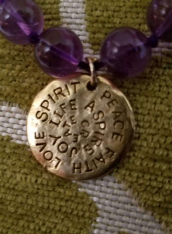 Amethyst and Cloisonne Necklace with Intention Pendant