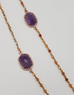 Amethyst and Semi-Precious Gem Delicate Chain Necklace