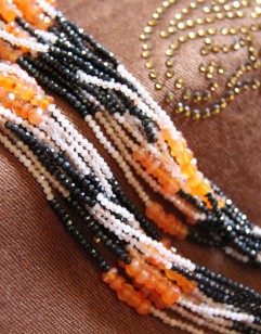 Black Spinel, Citrine and Carnelian 11-Strand Necklace