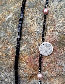 Obsidian, Black Spinel, Pearls with Silver Intention Pendant