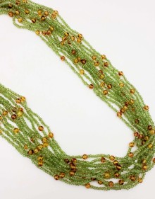 Peridot and Amber 11-Strand Necklace