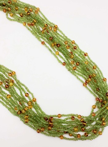 Peridot and Amber 11-Strand Necklace