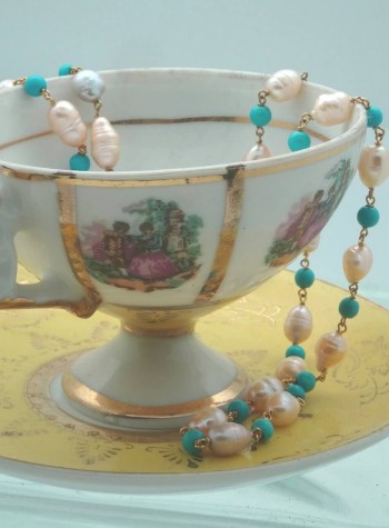 Turquoise and Freshwater Pearl Necklace