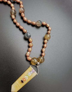 Ethiopian Prayer Beads with Lemon Quartz/Mixed Sapphire and Azeztulite