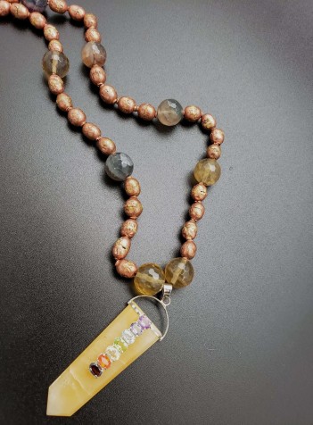 Ethiopian Prayer Beads with Lemon Quartz/Mixed Sapphire and Azeztulite