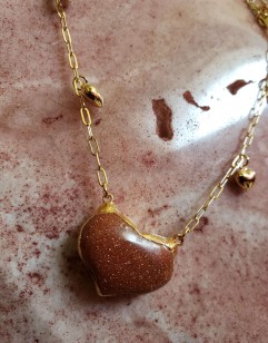 Tears of Joy Chain with Gold Sandstone Heart Pendant