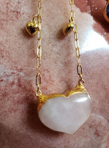 Tears of Joy Chain with Rose Quartz Heart Pendant