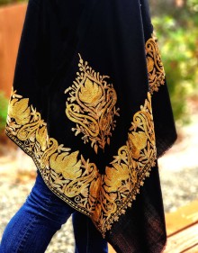 Black Shawl with Gold Floral Border