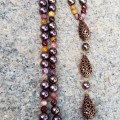Two-strand Pearl and Mookaite Necklace with Copper Spindle Accents