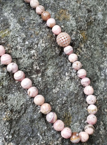 Rhodochrosite Necklace with Rose Gold