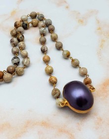 Picture Jasper and Pearl Necklace