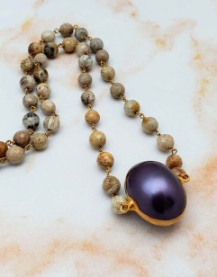 Picture Jasper and Pearl Necklace