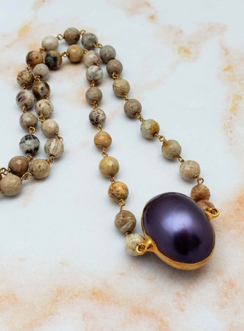 Picture Jasper and Pearl Necklace